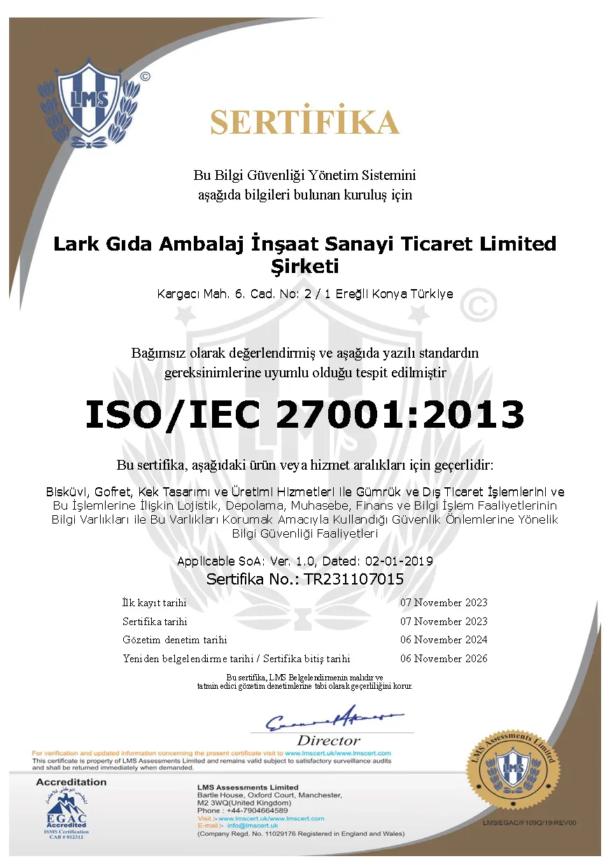ISO/IEC 27001:2013 Bilgi Güvenliği Yönetim Sistemi