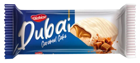 Bizbize Dubai Beyaz Kaplamalı Karamel Aromalı Sos Dolgulu Kek