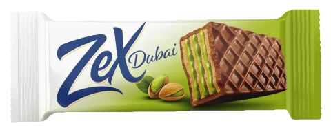 Zex Dubai Çikolata Kaplamalı Antep Fıstığı Aromalı Kremalı Gofret