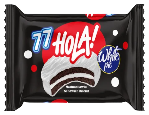 Hola White Beyaz Kaplamalı Marshmallow Sandviç Bisküvi